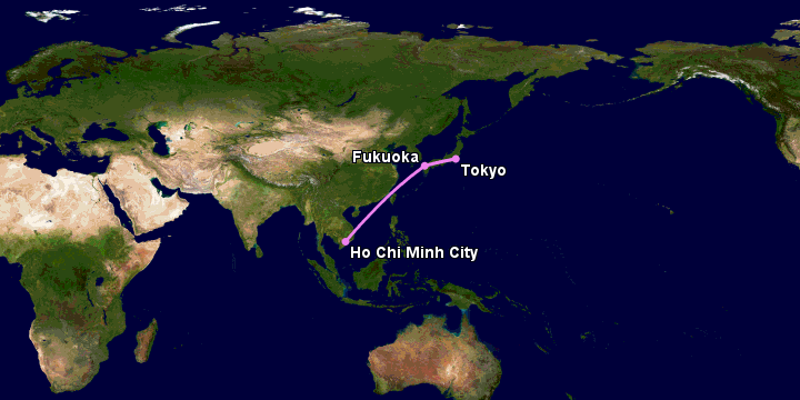 Bay từ Sài Gòn đến Tokyo qua Fukuoka