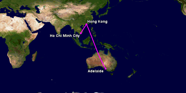 Bay từ Sài Gòn đến Adelaide qua Hong Kong