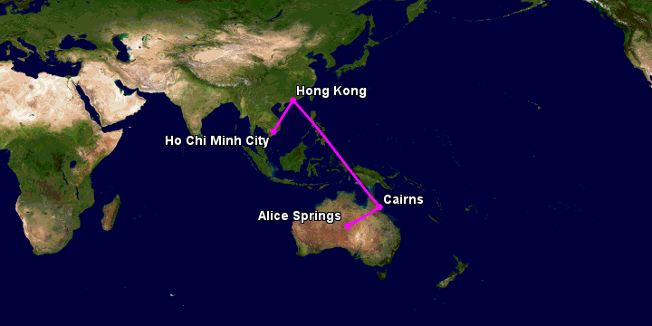 Bay từ Sài Gòn đến Alice Springs qua Hong Kong, Cairns