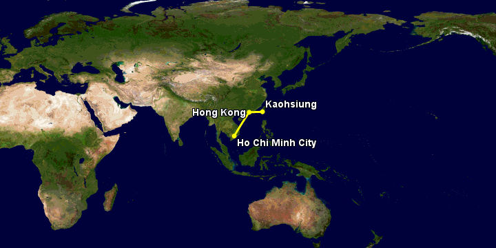 Bay từ Sài Gòn đến Cao Hùng qua Hong Kong