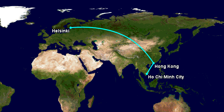 Bay từ Sài Gòn đến Helsinki qua Hong Kong, Helsinki
