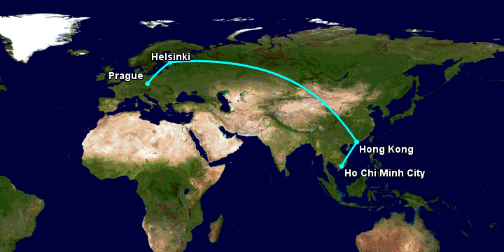 Bay từ Sài Gòn đến Prague qua Hong Kong, Helsinki