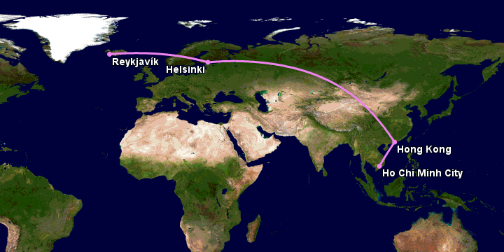 Bay từ Sài Gòn đến Reykjavik qua Hong Kong, Helsinki