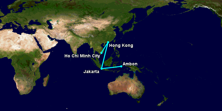 Bay từ Sài Gòn đến Ambon qua Hong Kong, Jakarta