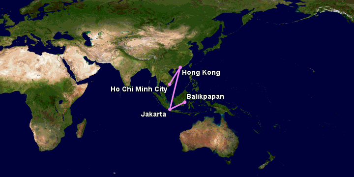 Bay từ Sài Gòn đến Balikpapan qua Hong Kong, Jakarta
