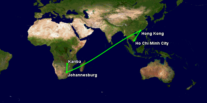 Bay từ Sài Gòn đến Kariba qua Hong Kong, Johannesburg