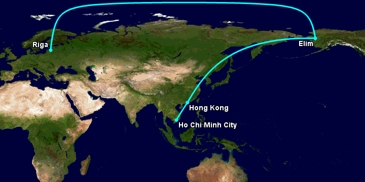 Bay từ Sài Gòn đến Riga qua Hong Kong, Moscow