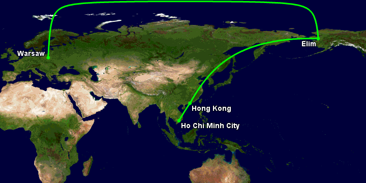Bay từ Sài Gòn đến Warsaw qua Hong Kong, Moscow