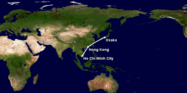 Bay từ Sài Gòn đến Osaka qua Hong Kong