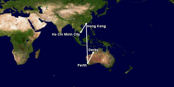 Bay từ Sài Gòn đến Derby qua Hong Kong, Perth