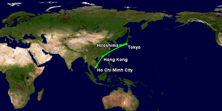 Bay từ Sài Gòn đến Hiroshima qua Hong Kong, Tokyo