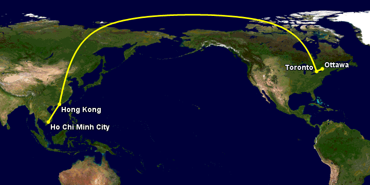 Bay từ Sài Gòn đến Ottawa qua Hong Kong, Toronto