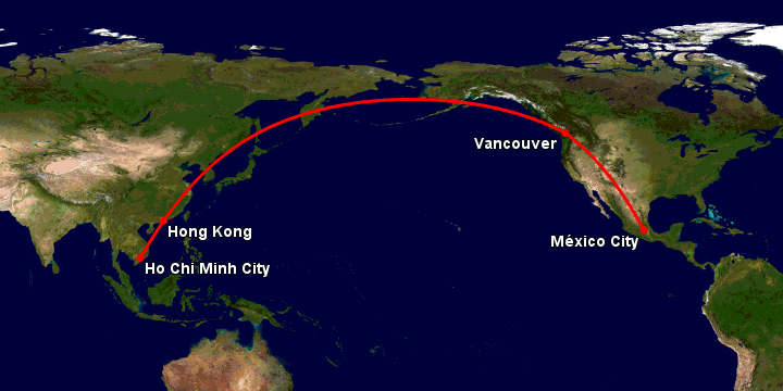Bay từ Sài Gòn đến Mexico City qua Hong Kong, Vancouver