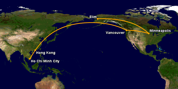 Bay từ Sài Gòn đến Moscow qua Hong Kong, Vancouver, Minneapolis