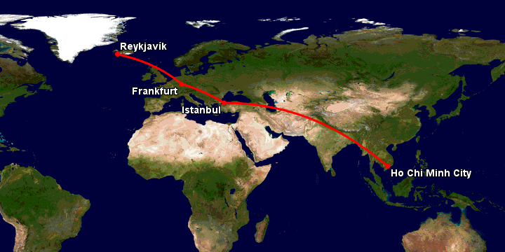 Bay từ Sài Gòn đến Reykjavik qua Istanbul, Frankfurt