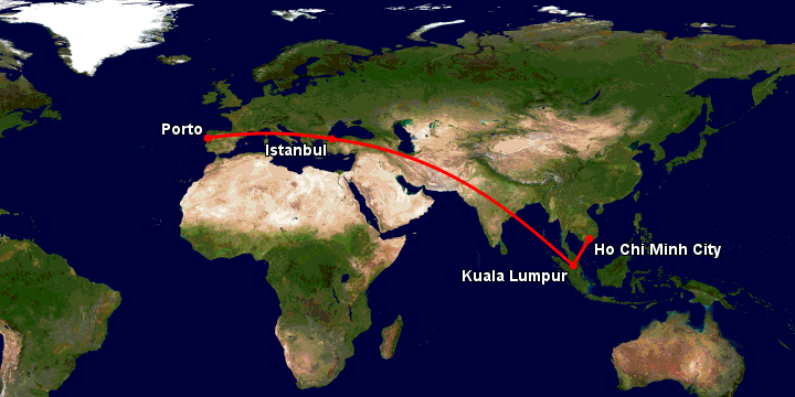 Bay từ Sài Gòn đến Porto Portugal qua Kuala Lumpur, Istanbul