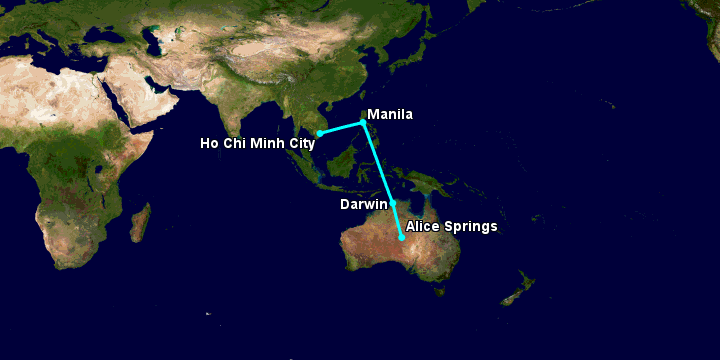 Bay từ Sài Gòn đến Alice Springs qua Manila, Darwin