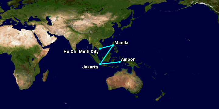 Bay từ Sài Gòn đến Ambon qua Manila, Jakarta