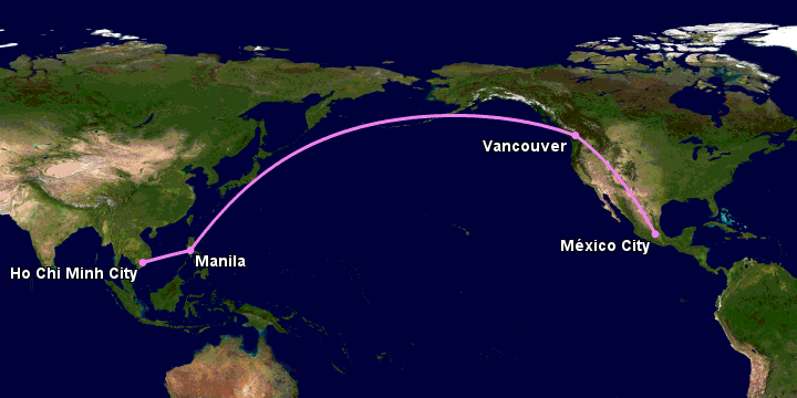 Bay từ Sài Gòn đến Mexico City qua Manila, Vancouver