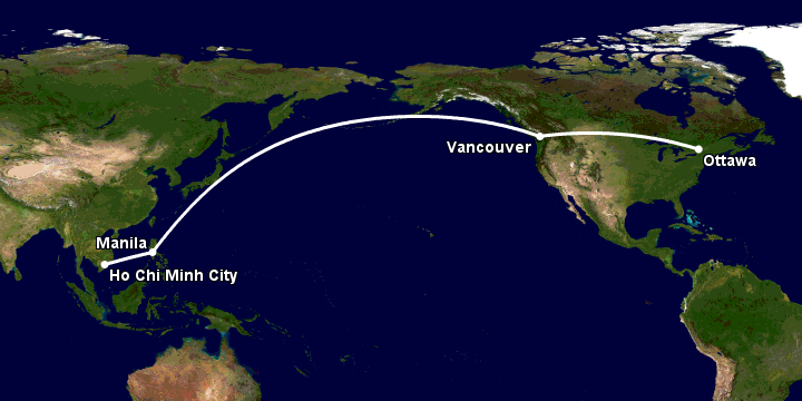 Bay từ Sài Gòn đến Ottawa qua Manila, Vancouver
