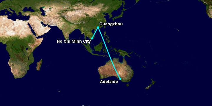 Bay từ Sài Gòn đến Adelaide qua Quảng Châu