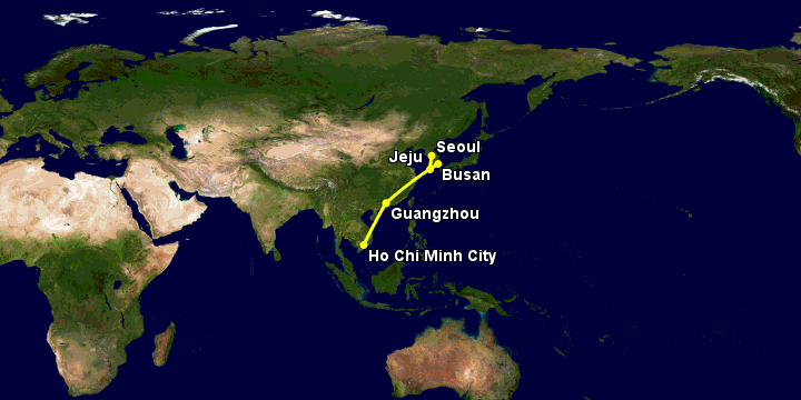 Bay từ Sài Gòn đến Seoul qua Quảng Châu, Busan, Jeju City