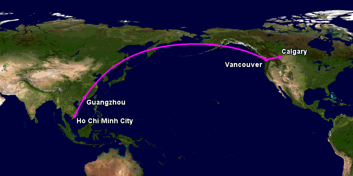 Bay từ Sài Gòn đến Calgary qua Quảng Châu, Vancouver