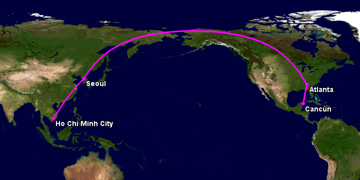 Bay từ Sài Gòn đến Cancun qua Seoul, Atlanta