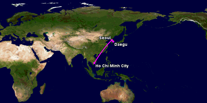 Bay từ Sài Gòn đến Daegu qua Seoul