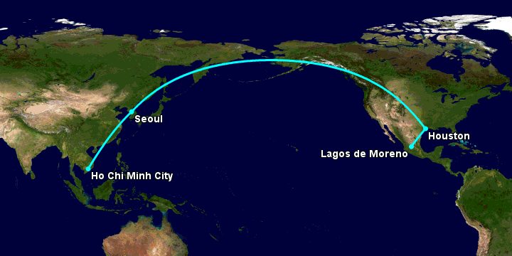 Bay từ Sài Gòn đến Lagos De Moreno qua Seoul, Houston