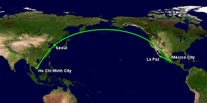 Bay từ Sài Gòn đến La Paz qua Seoul, Mexico City
