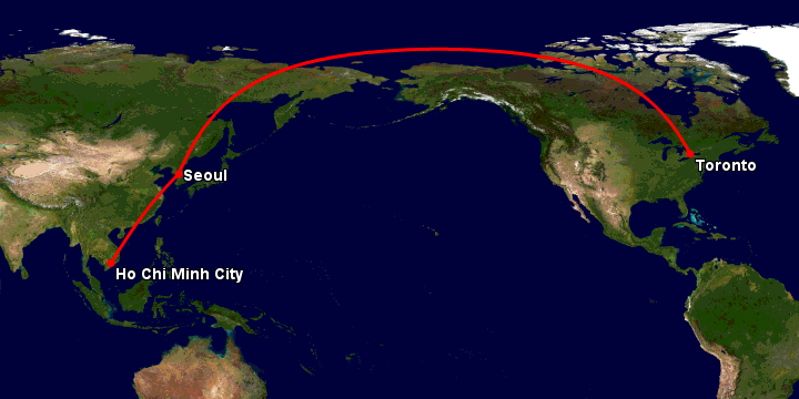 Bay từ Sài Gòn đến Toronto qua Seoul