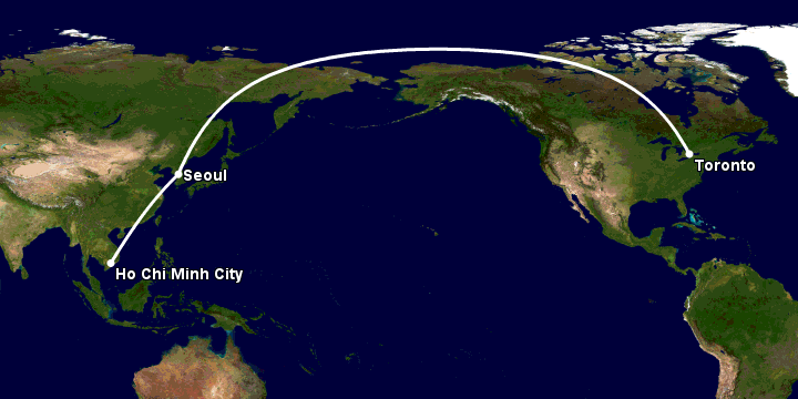 Bay từ Sài Gòn đến Toronto qua Seoul