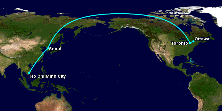 Bay từ Sài Gòn đến Ottawa qua Seoul, Toronto