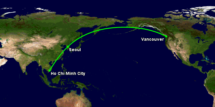 Bay từ Sài Gòn đến Vancouver qua Seoul