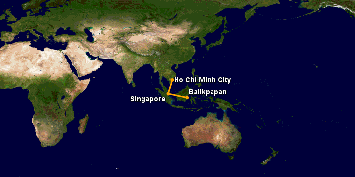 Bay từ Sài Gòn đến Balikpapan qua Singapore