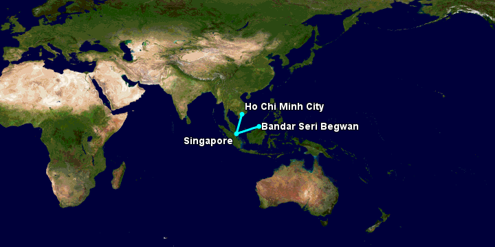 Bay từ Sài Gòn đến Bandar Seri Begawan qua Singapore