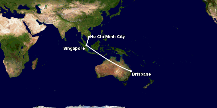 Bay từ Sài Gòn đến Brisbane qua Singapore, Brisbane
