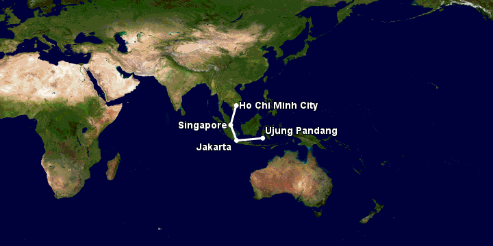 Bay từ Sài Gòn đến Jakarta qua Singapore, Jakarta, Makassar