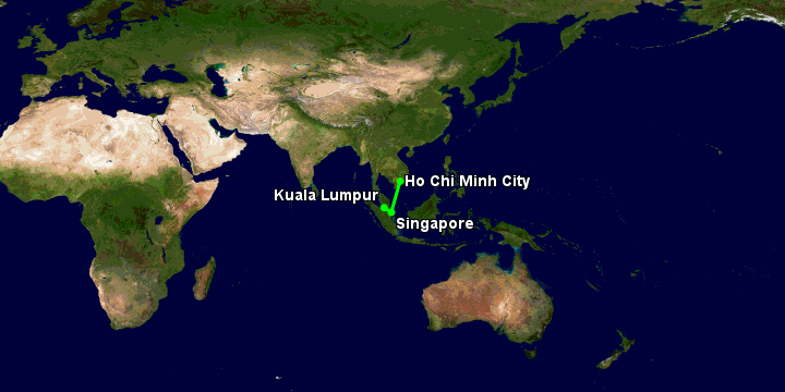 Bay từ Sài Gòn đến Kuala Lumpur qua Singapore