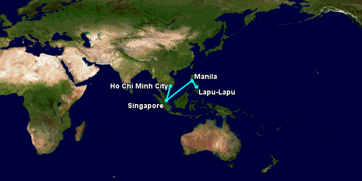 Bay từ Sài Gòn đến Cebu qua Singapore, Manila