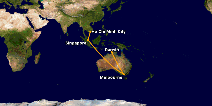 Bay từ Sài Gòn đến Darwin qua Singapore, Melbourne