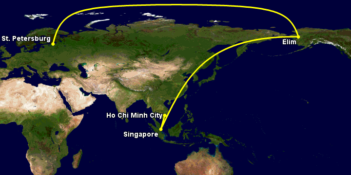 Bay từ Sài Gòn đến Saint Petersburg qua Singapore, Moscow