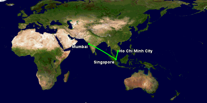 Bay từ Sài Gòn đến Mumbai qua Singapore, Mumbai