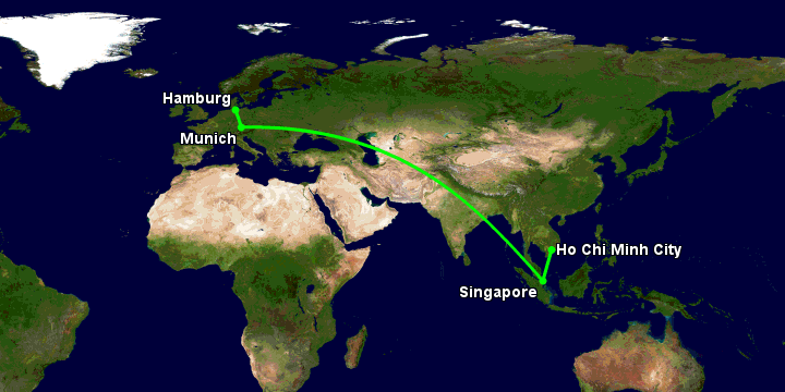 Bay từ Sài Gòn đến Hamburg qua Singapore, Munich