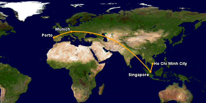 Bay từ Sài Gòn đến Porto Portugal qua Singapore, Munich