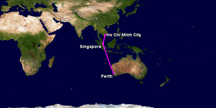 Bay từ Sài Gòn đến Perth qua Singapore, Perth