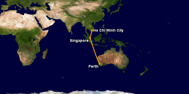Bay từ Sài Gòn đến Perth qua Singapore, Perth