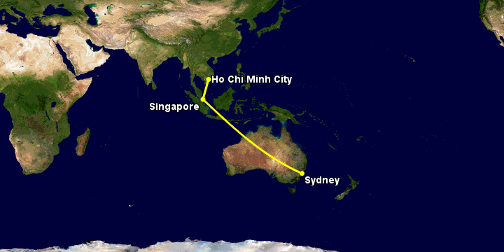 Bay từ Sài Gòn đến Sydney qua Singapore
