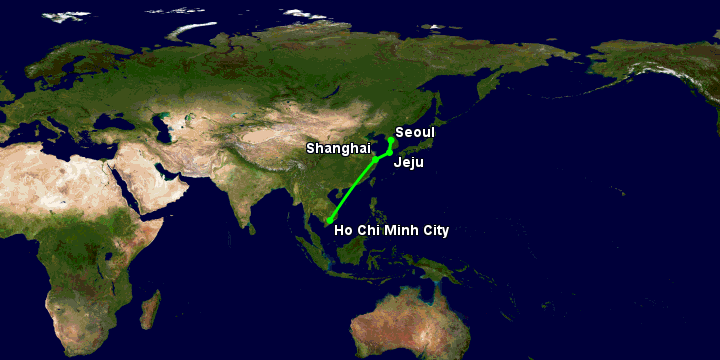 Bay từ Sài Gòn đến Seoul qua Thượng Hải, Jeju City